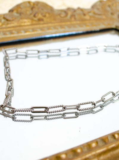 Silver chain necklace.
