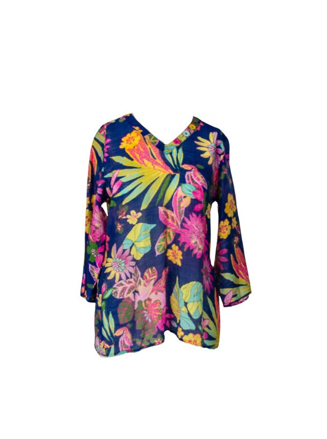 Floral v-neck tunic top.