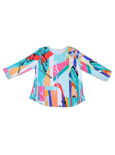Multi colored abstract printed long sleeve top.