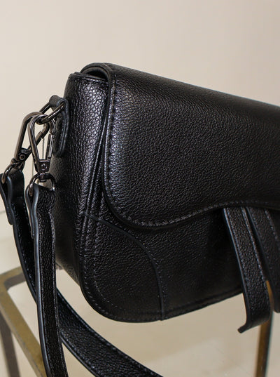 Black Dior inspired crossbody saddle bag. 