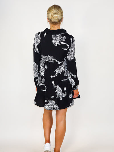 Black Leopard Mini Dress